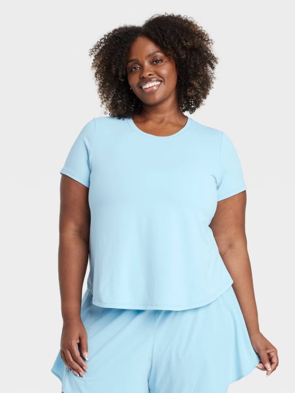 All In Motion 1X Womens TShirt Mesh Back Relaxed Fit UPF50 Blue